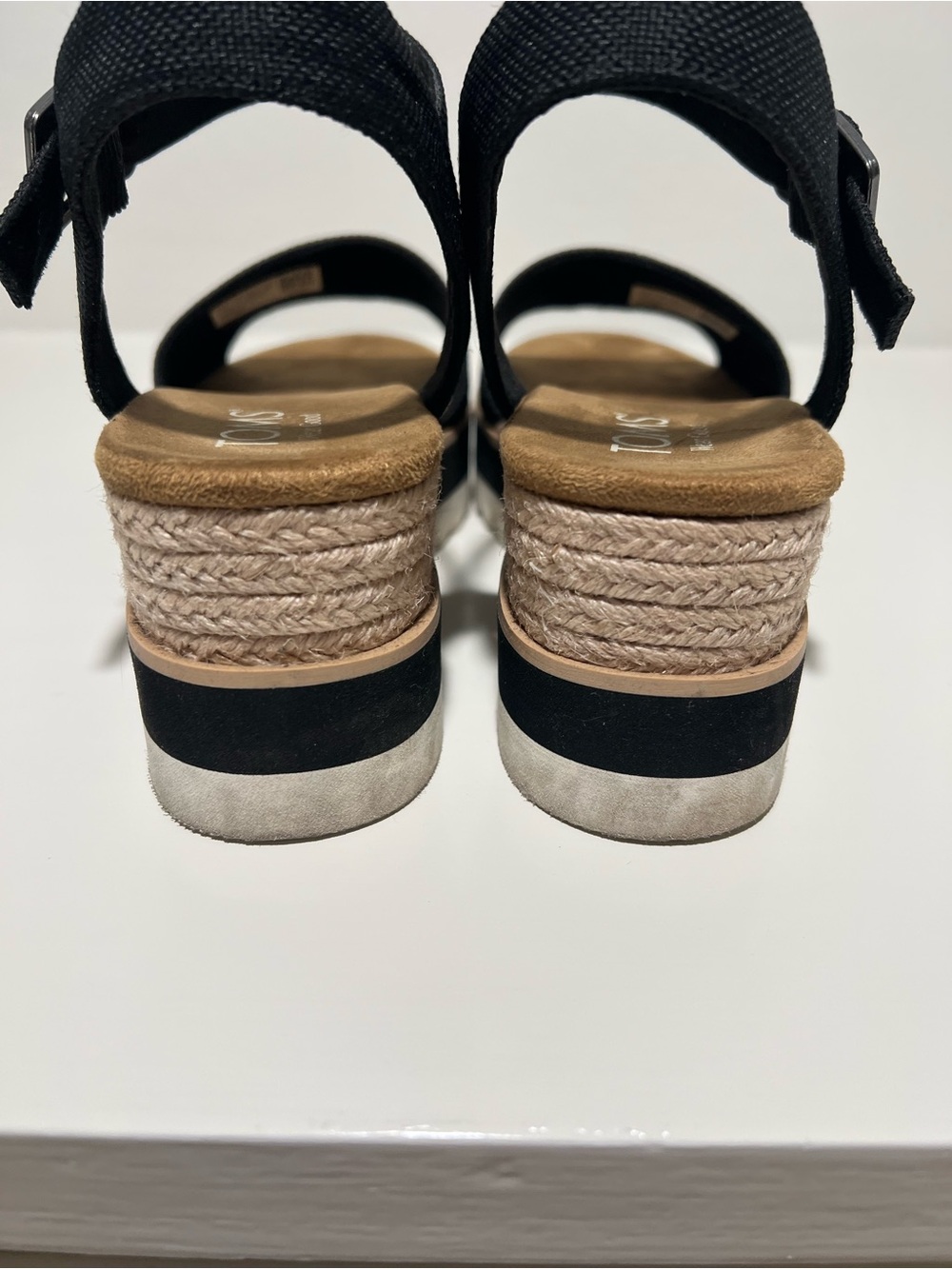 Toms Black Platform Wedge Espadrille Sandals - Picture 4 of 6